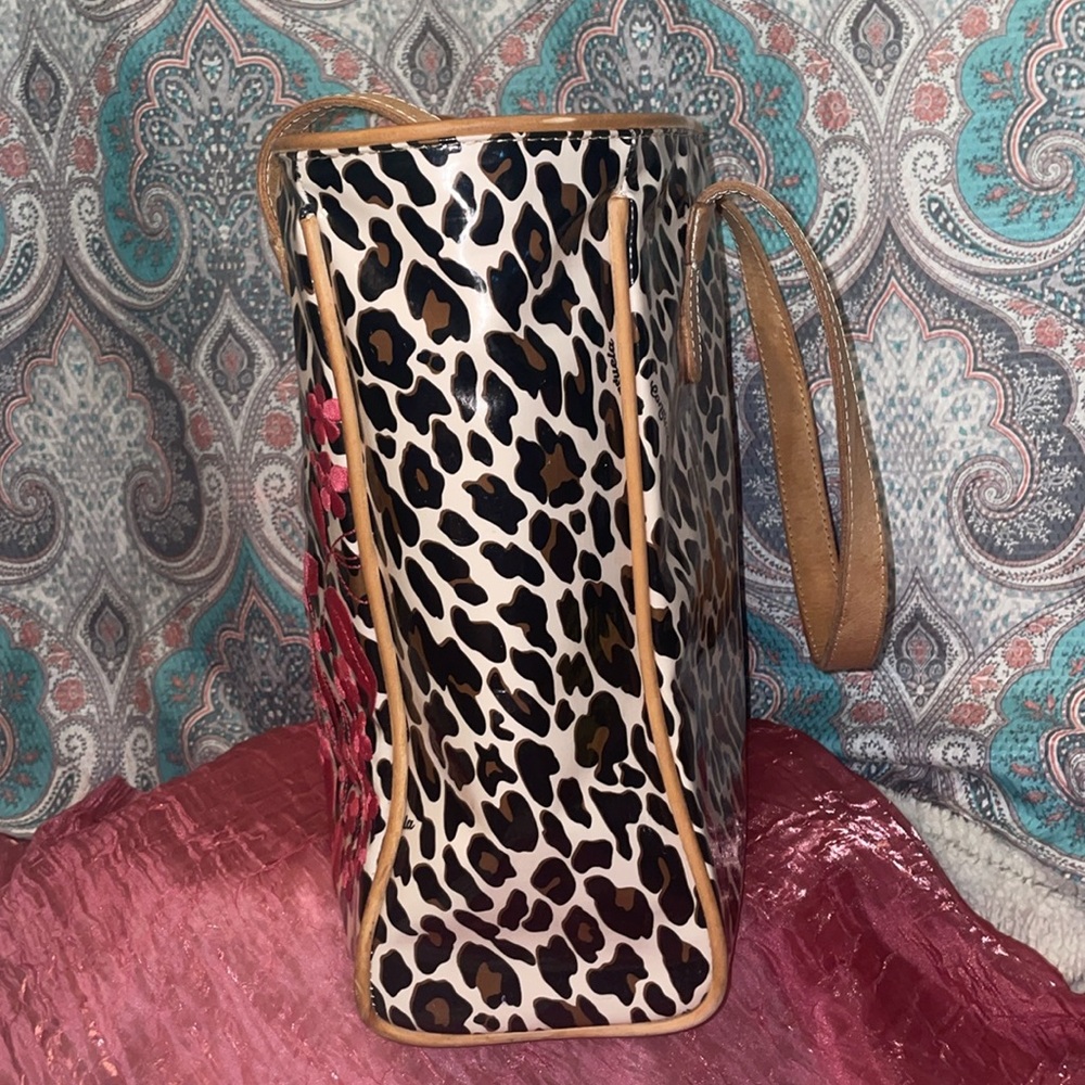 Consuela Leopard Print Tote with Red Floral Accents - Picture 5 of 9